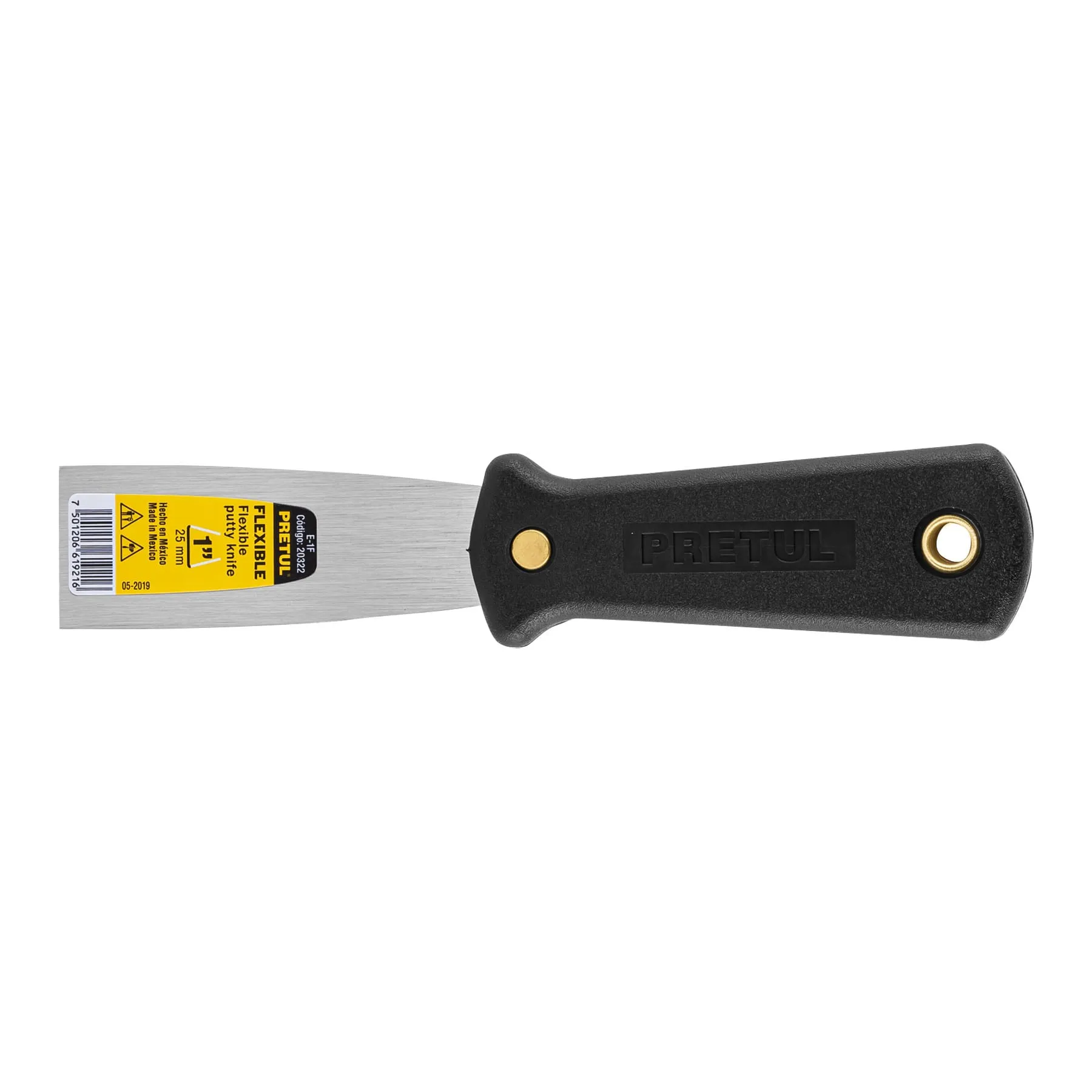 Espatula 1 " Corte diagonal Pretul Hoja de acero Mango plastico Flexible