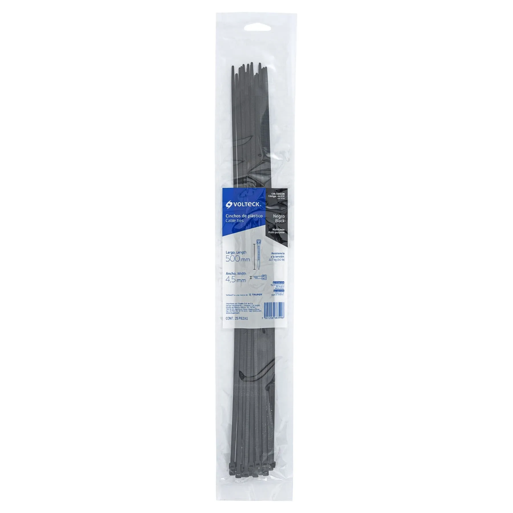 Cincho de plastico Negro 50 cm Volteck Por bolsa (25 pz)