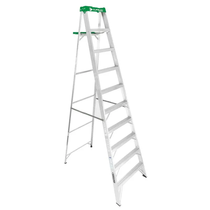Escalera 3.05 m 175 kg (uso profesional) Cuprum Aluminio 9 peldaños Tijera