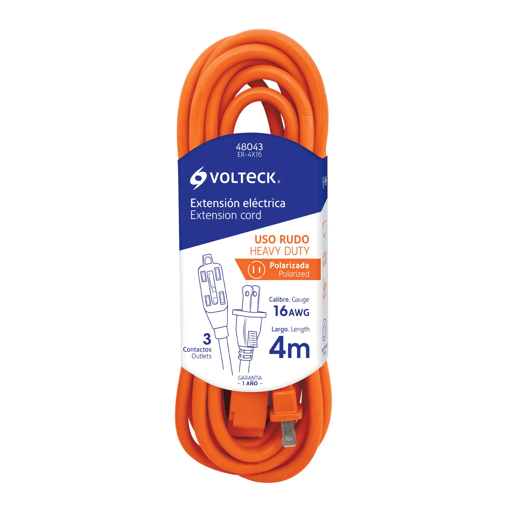 Extension electrica #16 4 m Volteck Uso rudo polarizada