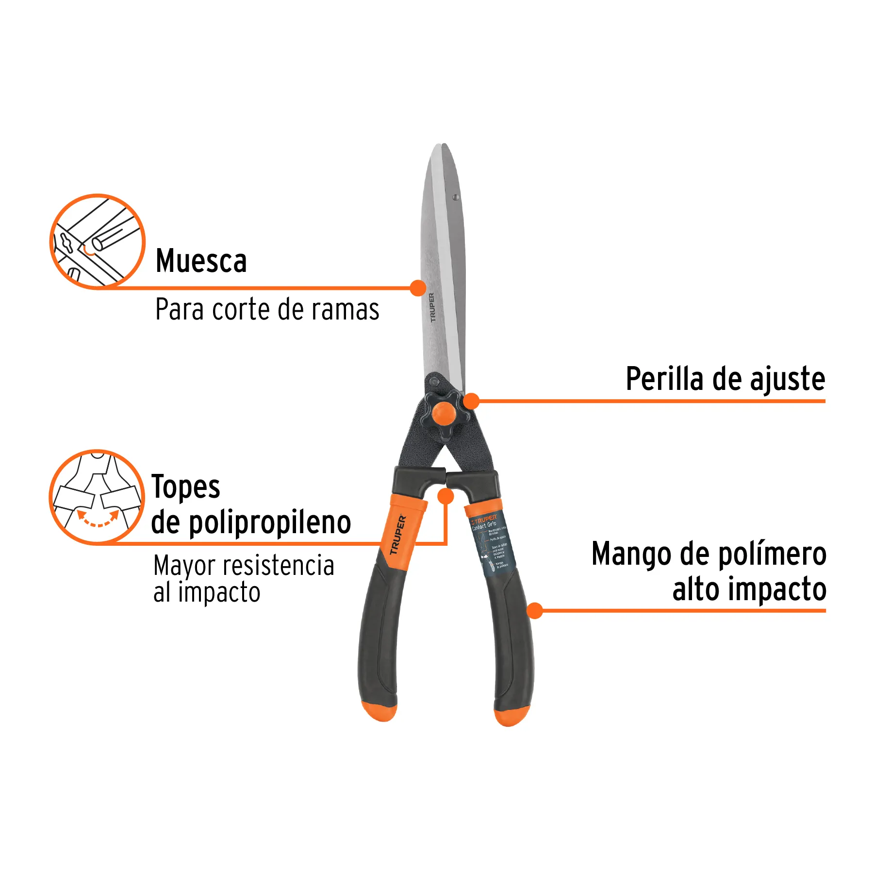 Tijeras para poda Truper Mango Confort Grip