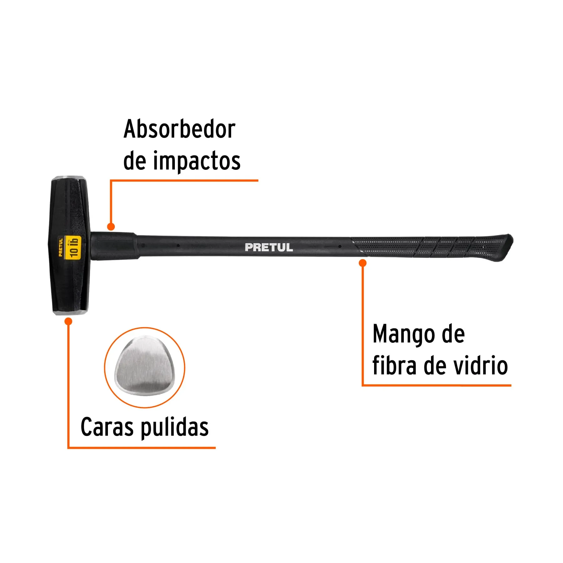 Marro  Tipo nevada Mango fibra de vidrio Pretul 10 lb