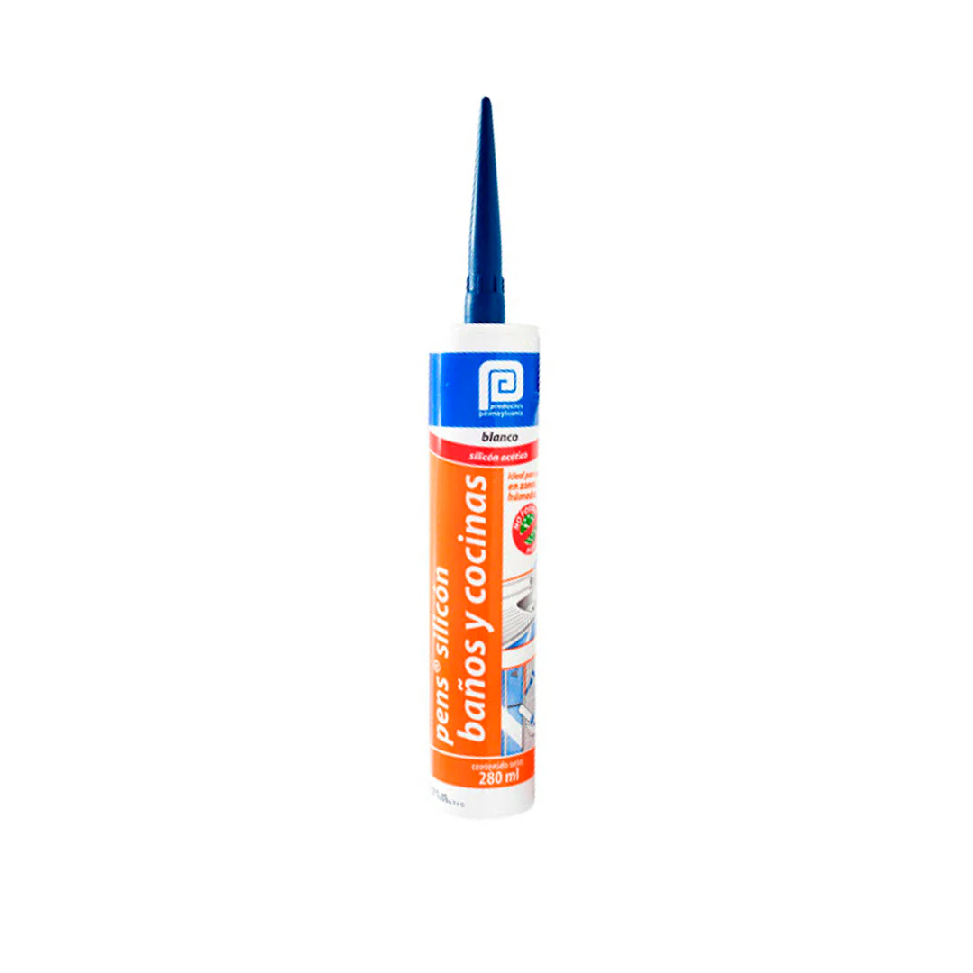 Silicón (Sellador) Blanco Pens Cartucho Baños y cocinas Acético