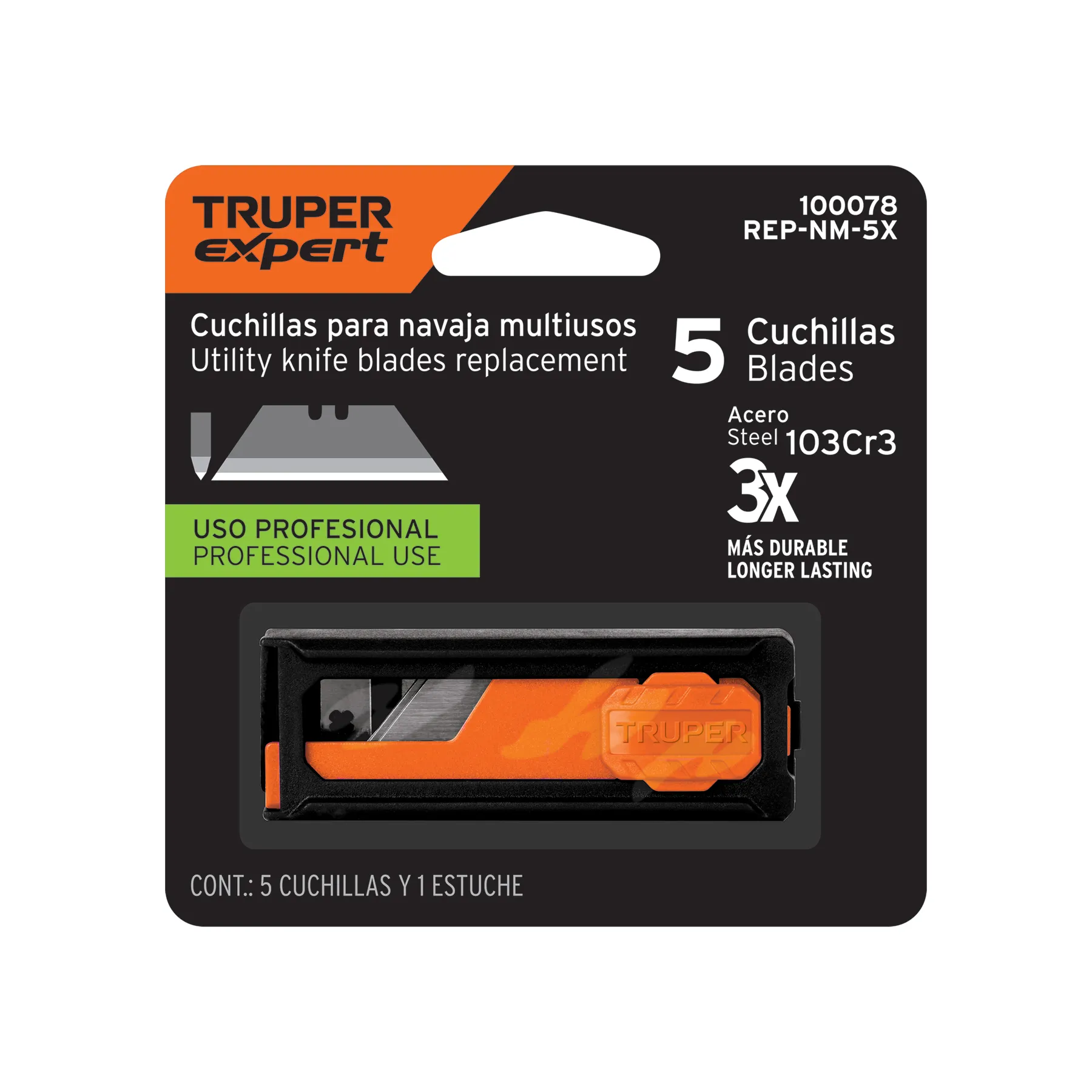 Cuchilla para navaja Truper Dispensador con 5 cuchillas