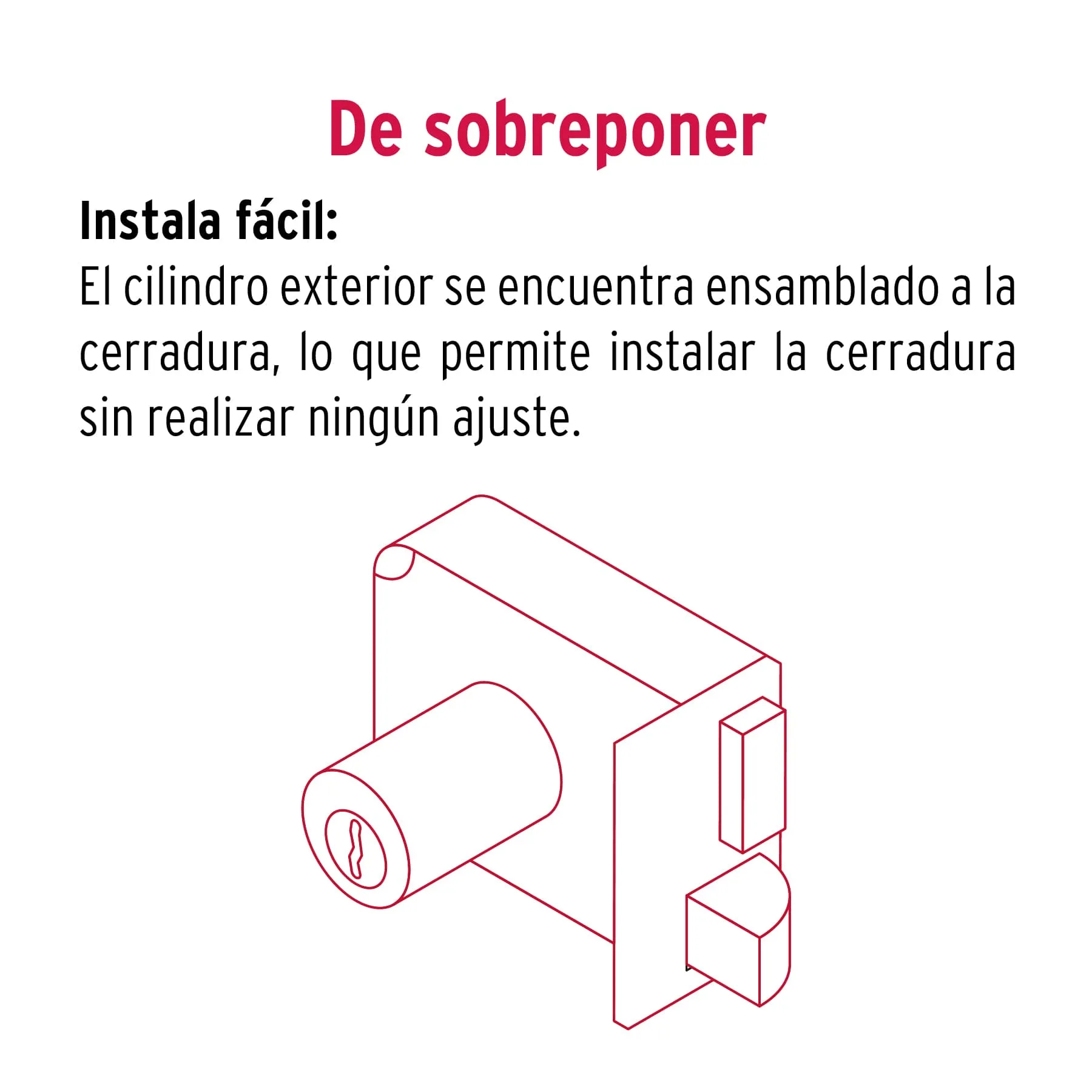 Cerradura de sobreponer Hermex Insta-fasil Derecha Llave tetra