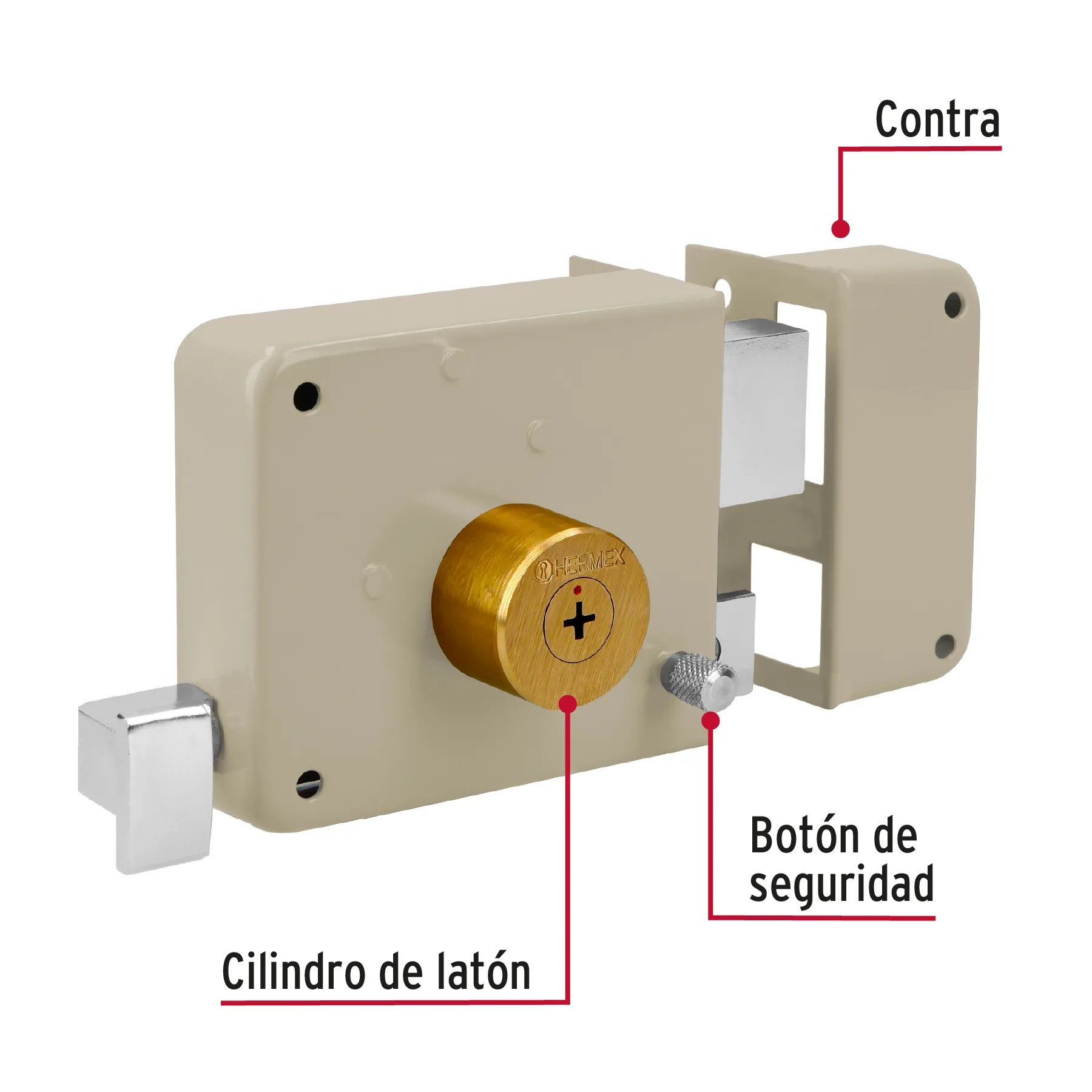 Cerradura de sobreponer Hermex Insta-fasil Derecha Llave tetra