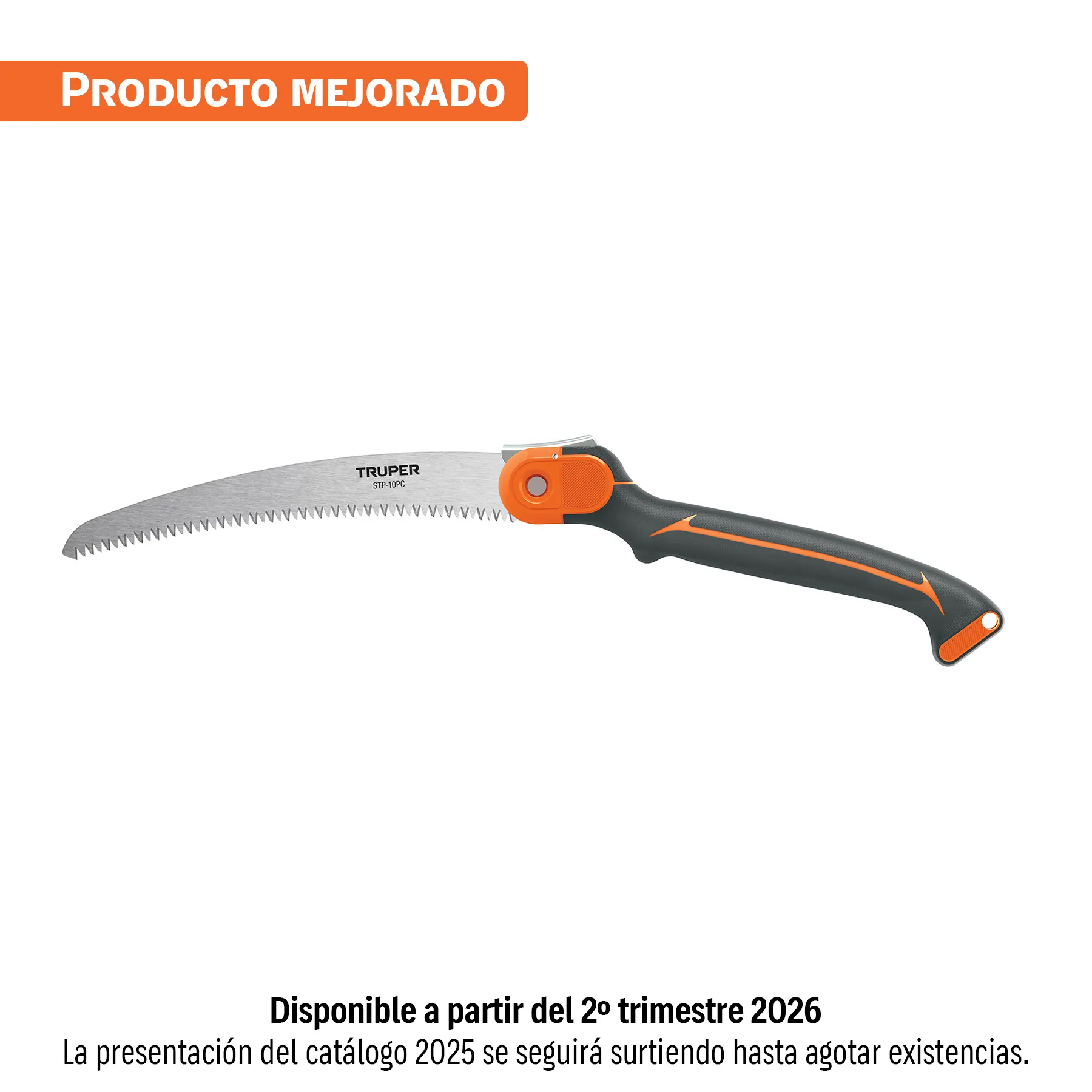Serrucho de poda 10 " Truper Hoja curva plegable Mango plastico