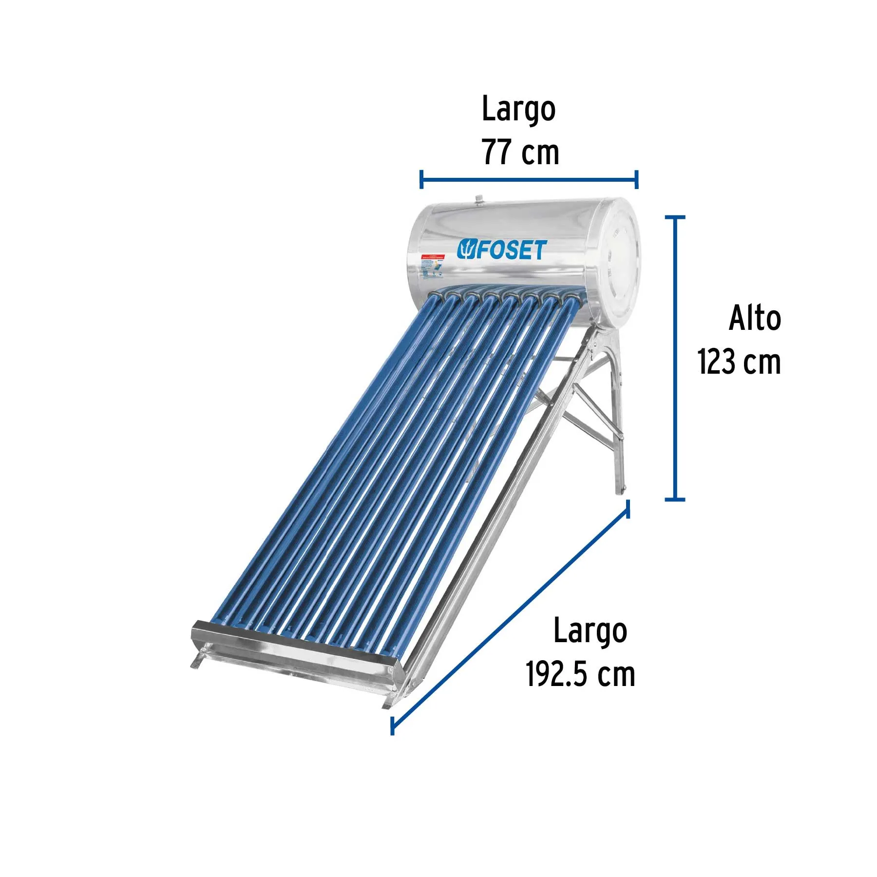 Calentador solar baja presión Foset 2 personas 8 tubos