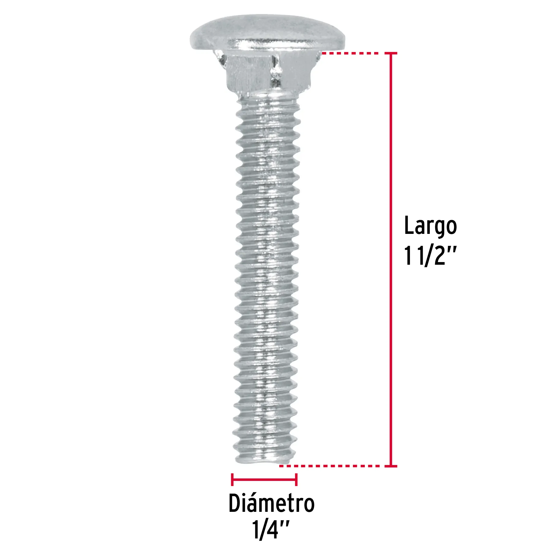 Tornillo tipo coche 1/4 " 1-1/2 " Fiero por bolsa 80 pz