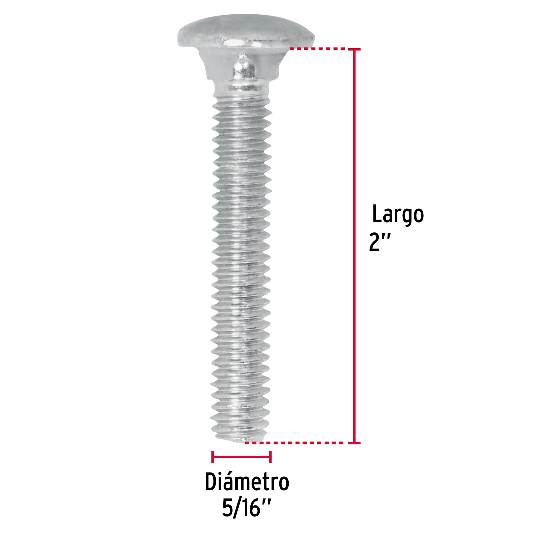 Tornillo tipo coche 5/16 " 2 " Fiero por bolsa 80 pz
