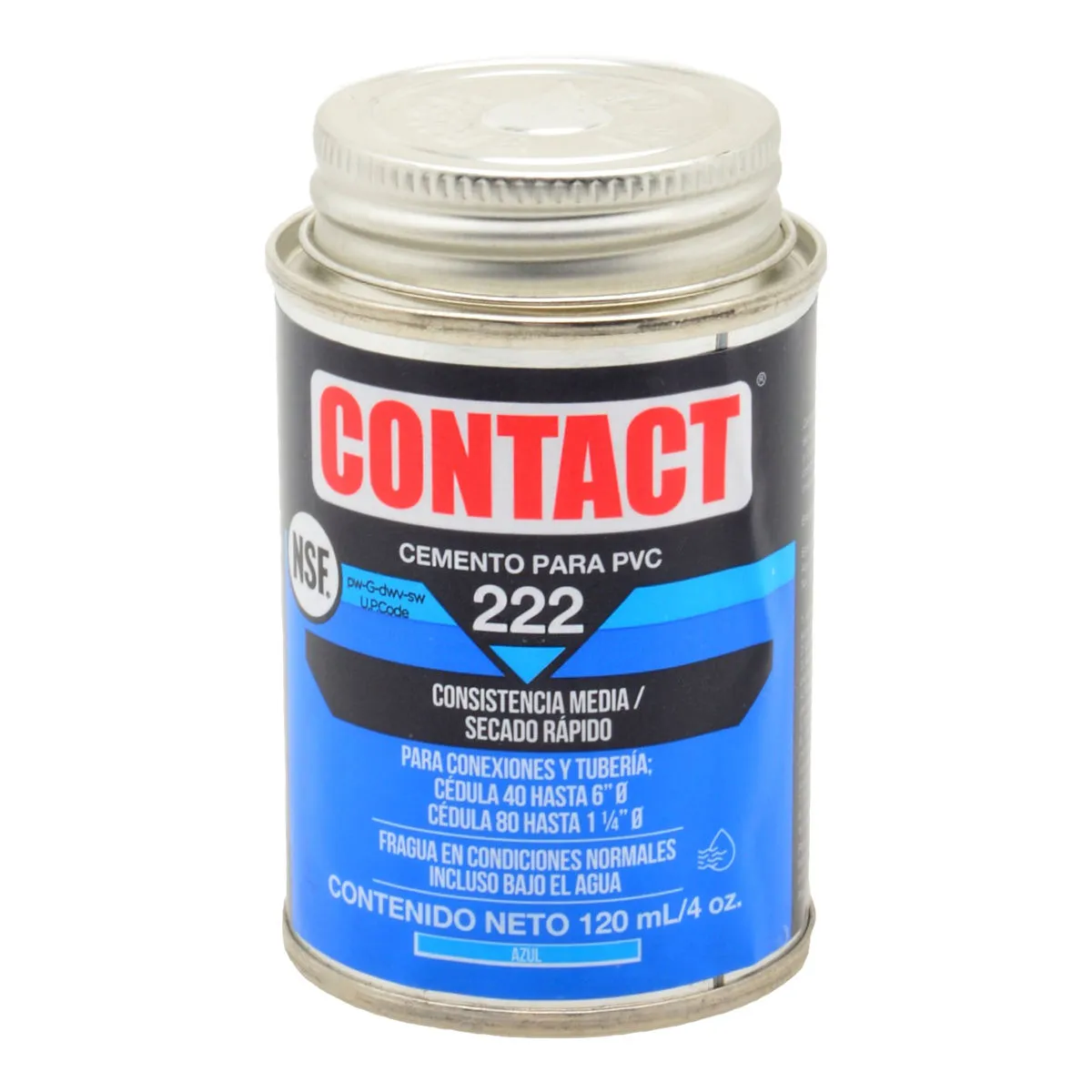Pegamento para tubería Azul 120 ml CONTACT Bote PVC