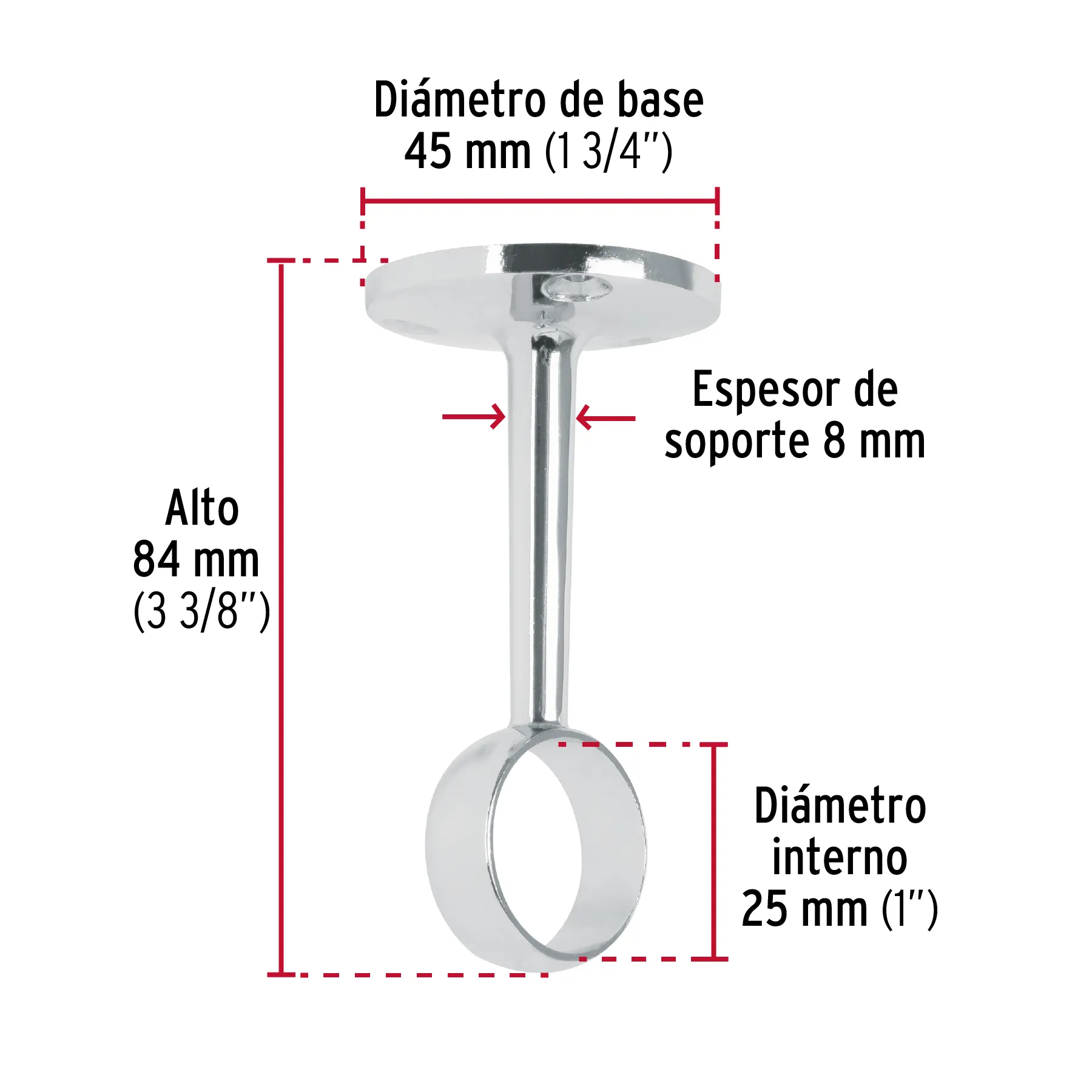 Soporte para tubo de closet Cromo brillante 1 " Hermex Central