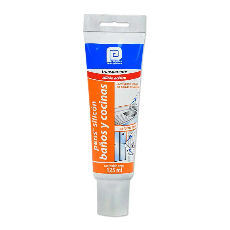 Silicón (Sellador) Transparente Pens Tubo (125 ml) Baños y cocinas Acético