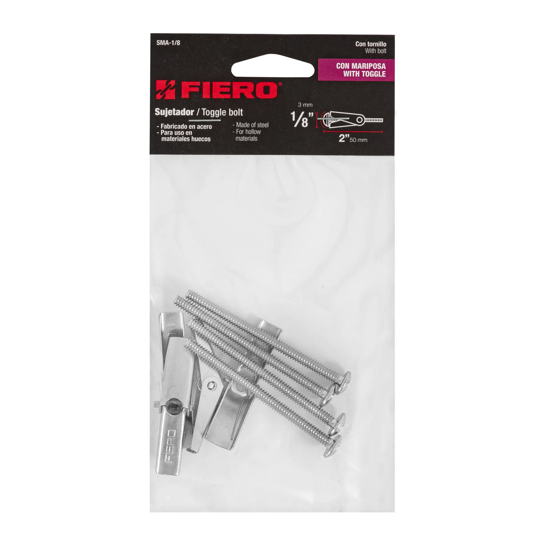 Sujetador mariposa 1/8 " Bolsa (4 pz)