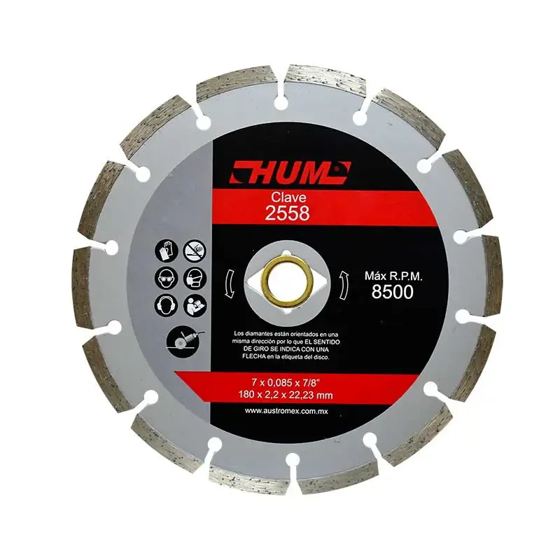 Disco de corte para concreto 7 " HUM Concreto Rin segmentado