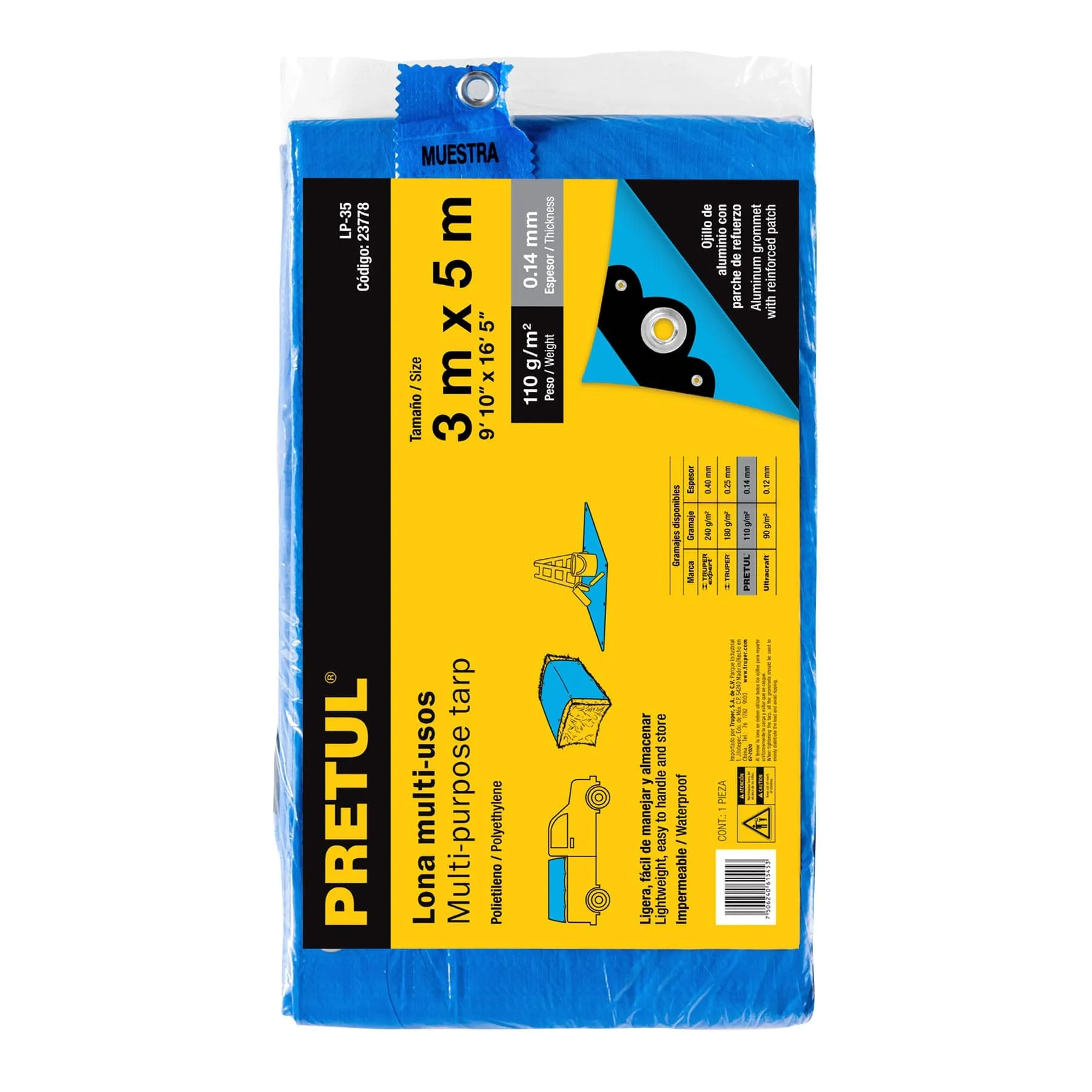 Lona 3 m Azul 5 m Pretul