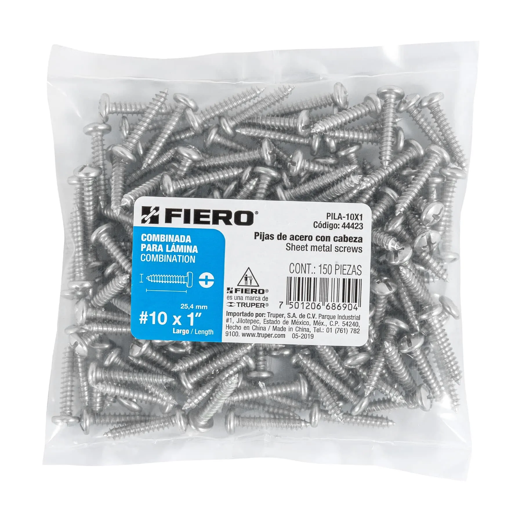 Pija para lamina #10 1 " Fiero Por bolsa (150 pz)