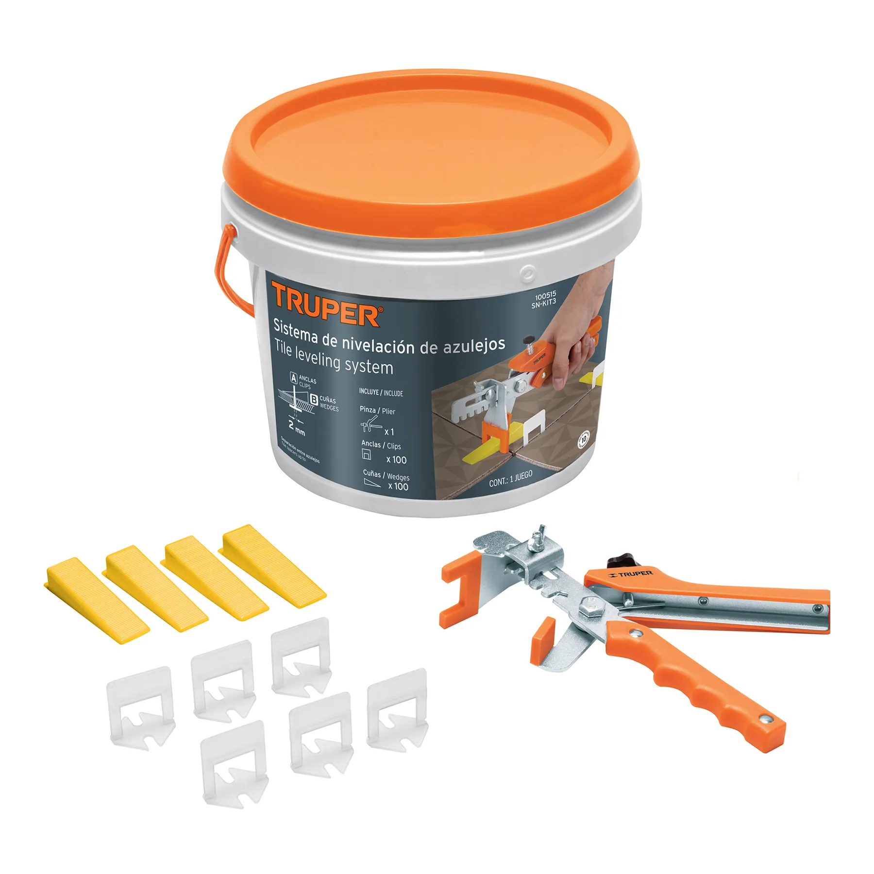 Sistema de nivelación para azulejos 1 pinza, 100 anclas y 100 cuñas 3 a 12 mm Truper