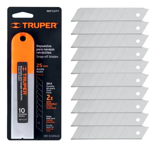 Cuchilla para cutter Truper 25 mm Estuche (10 pz)