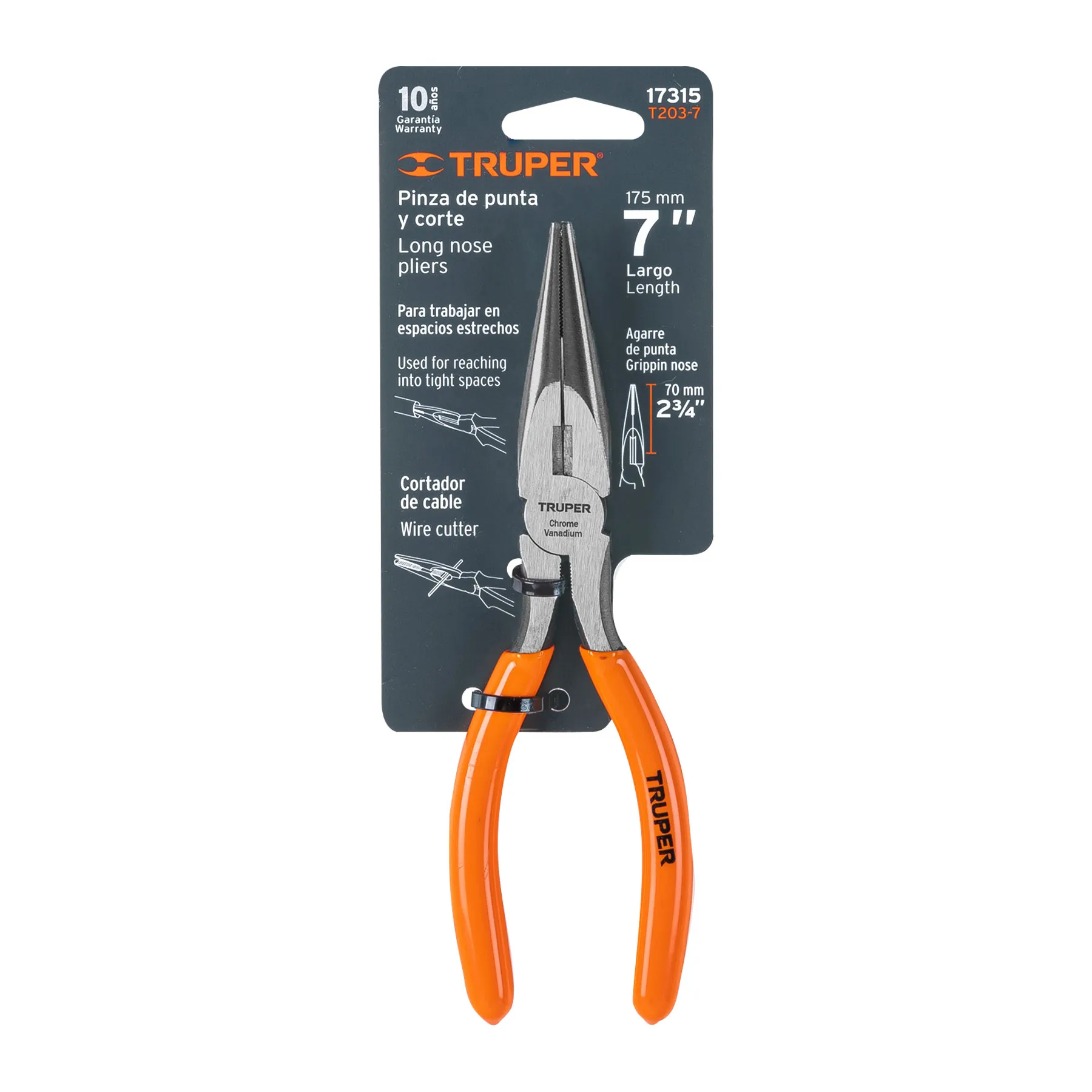 Pinzas de punta y corte 7 " Truper PVC