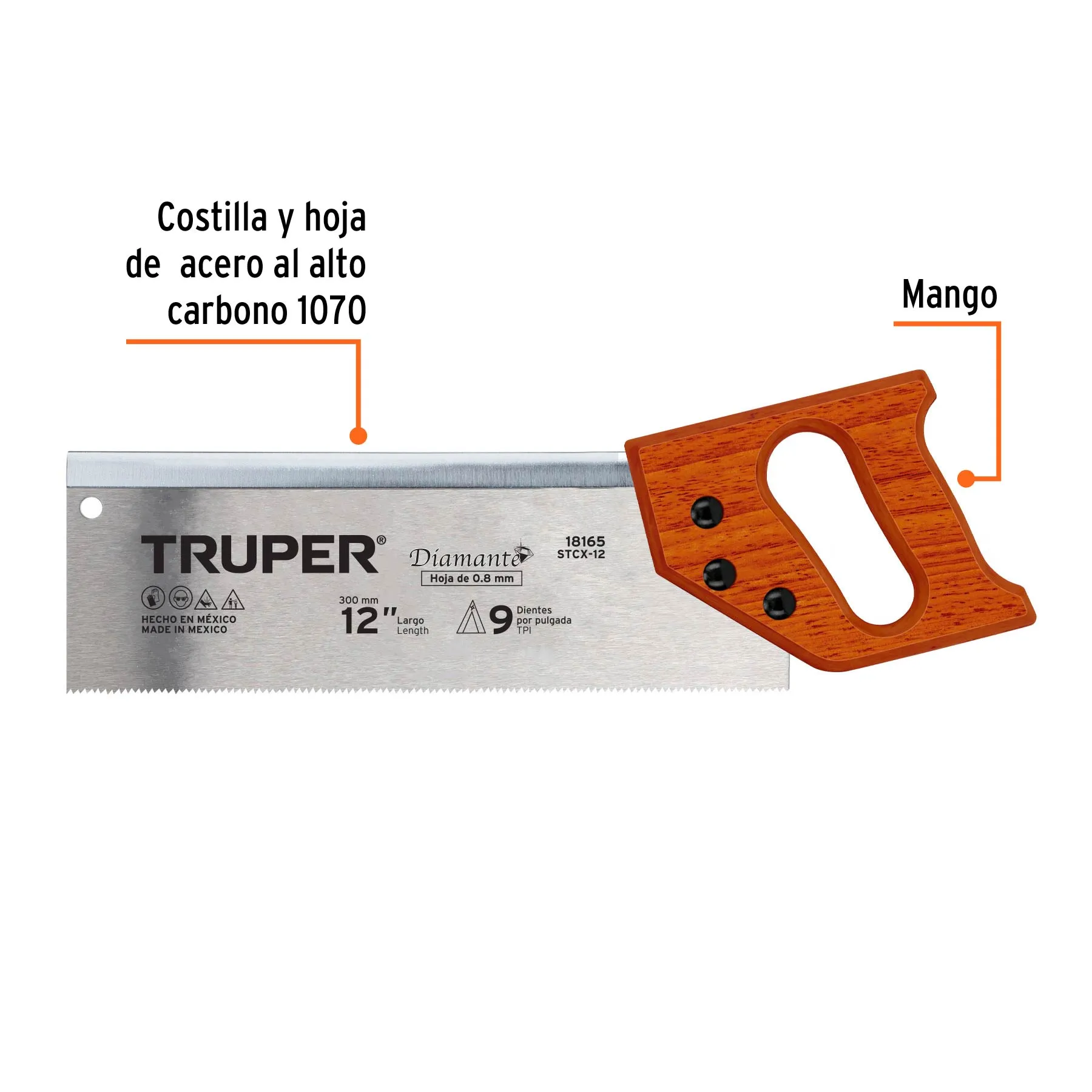 Serrucho 12 " Truper De costilla