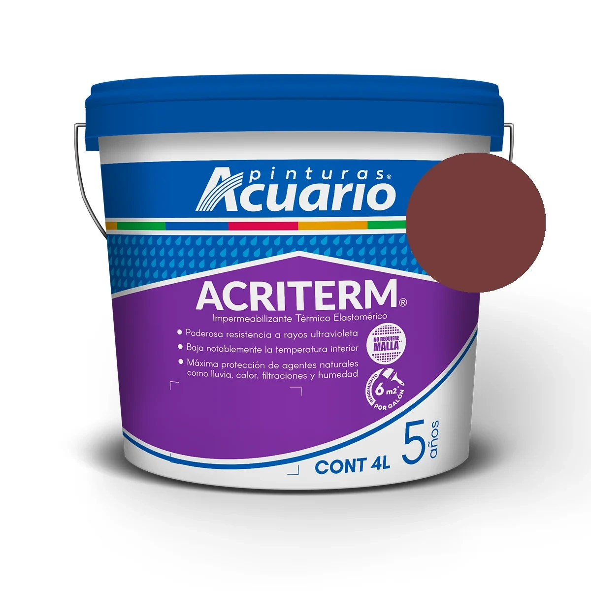 Impermeabilizante Rojo 4 L 5 Años Acuario Acriterm