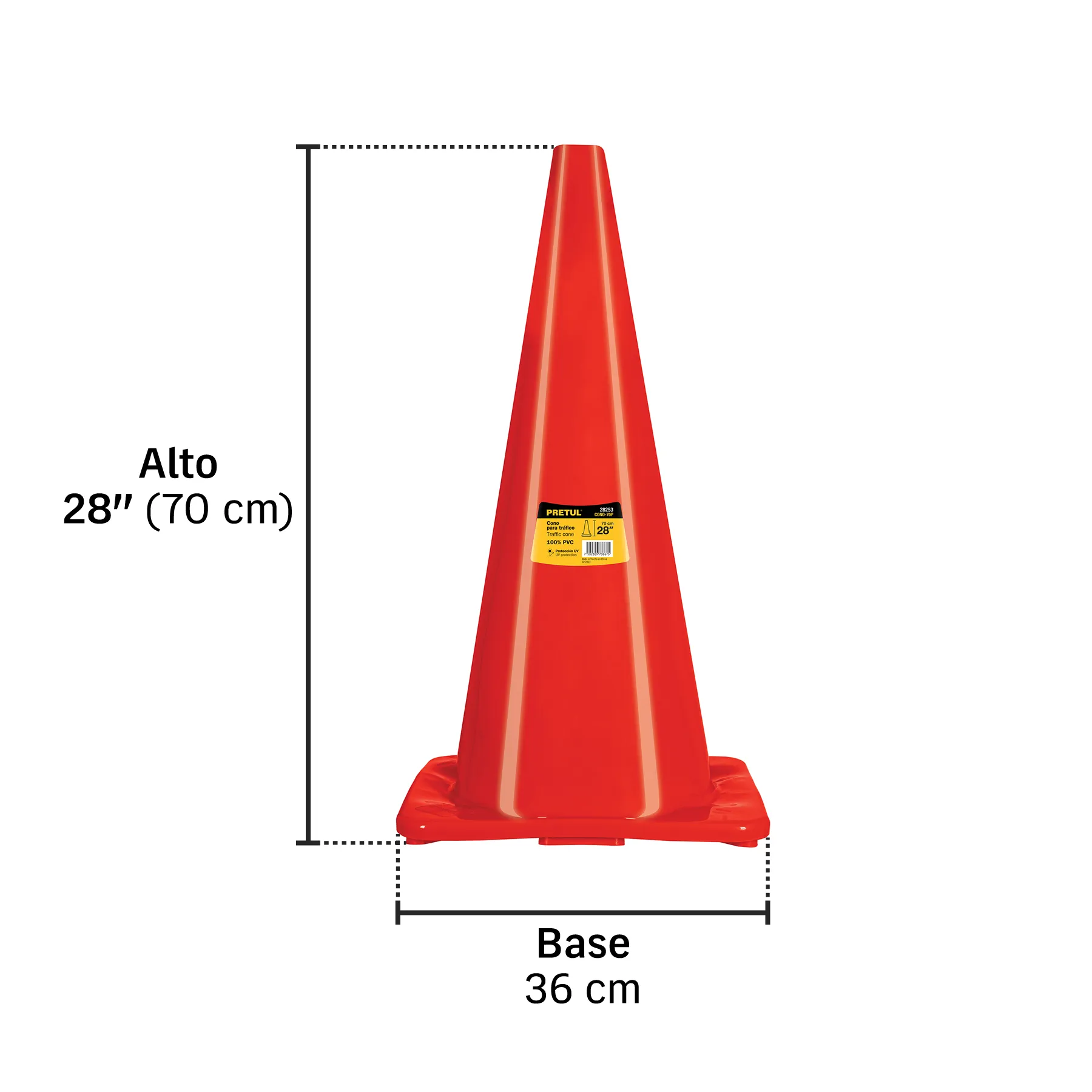 Cono para trafico 70 cm (28") Pretul De pvc