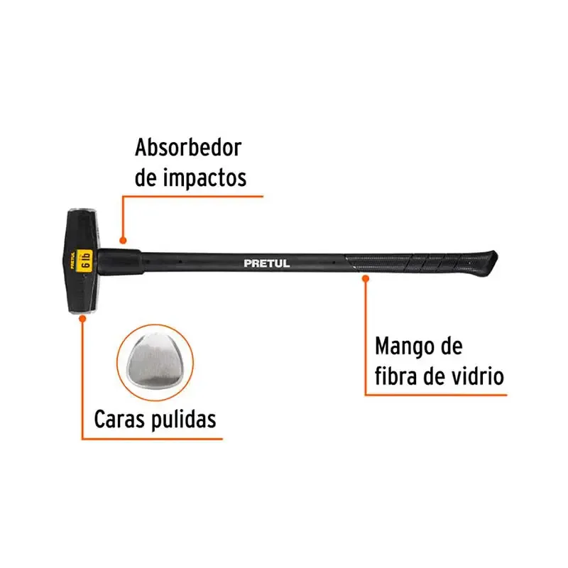 Marro  Tipo nevada Mango fibra de vidrio Pretul 6 lb