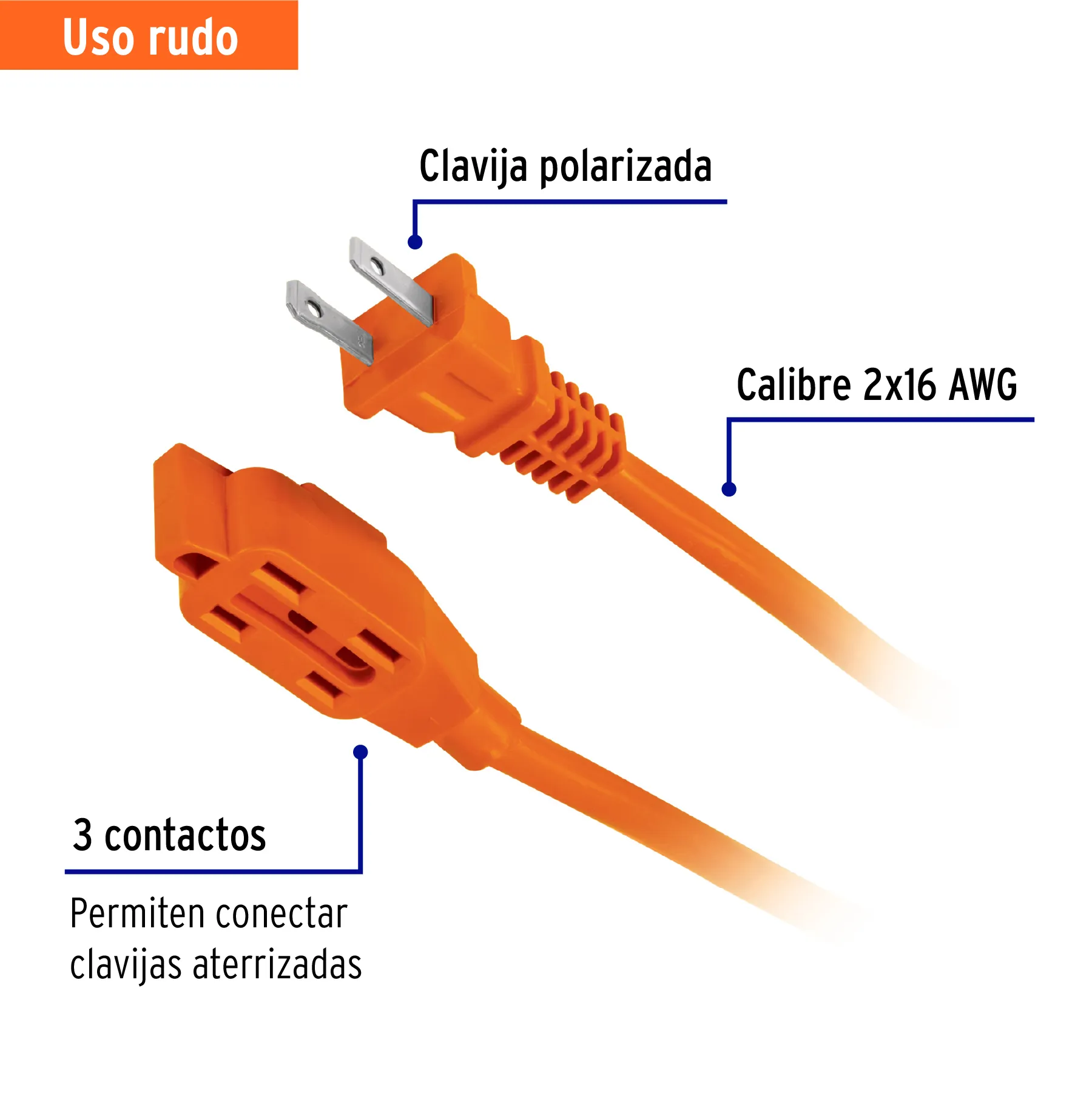 Extension electrica #16 15 m Volteck Uso rudo polarizada