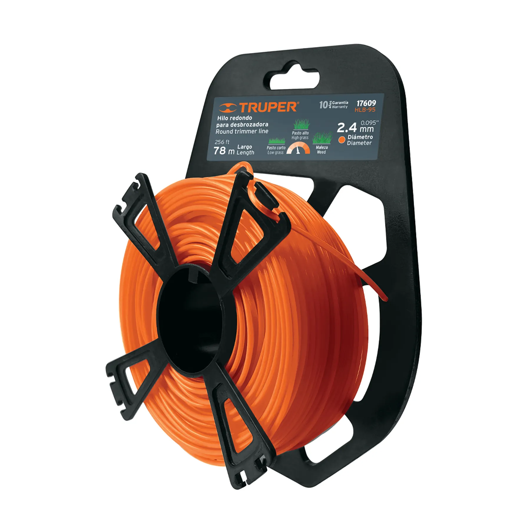 Hilo para desbrozadora  2.4 mm Naranja Truper