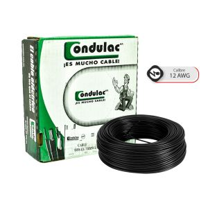 Cable sencillo #12 Negro Condulact Por caja (100 m)