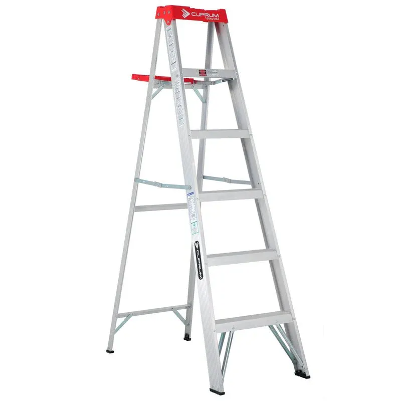 Escalera 1.83 m 150 kg (uso comercial) Cuprum Aluminio 5 peldaños Tijera