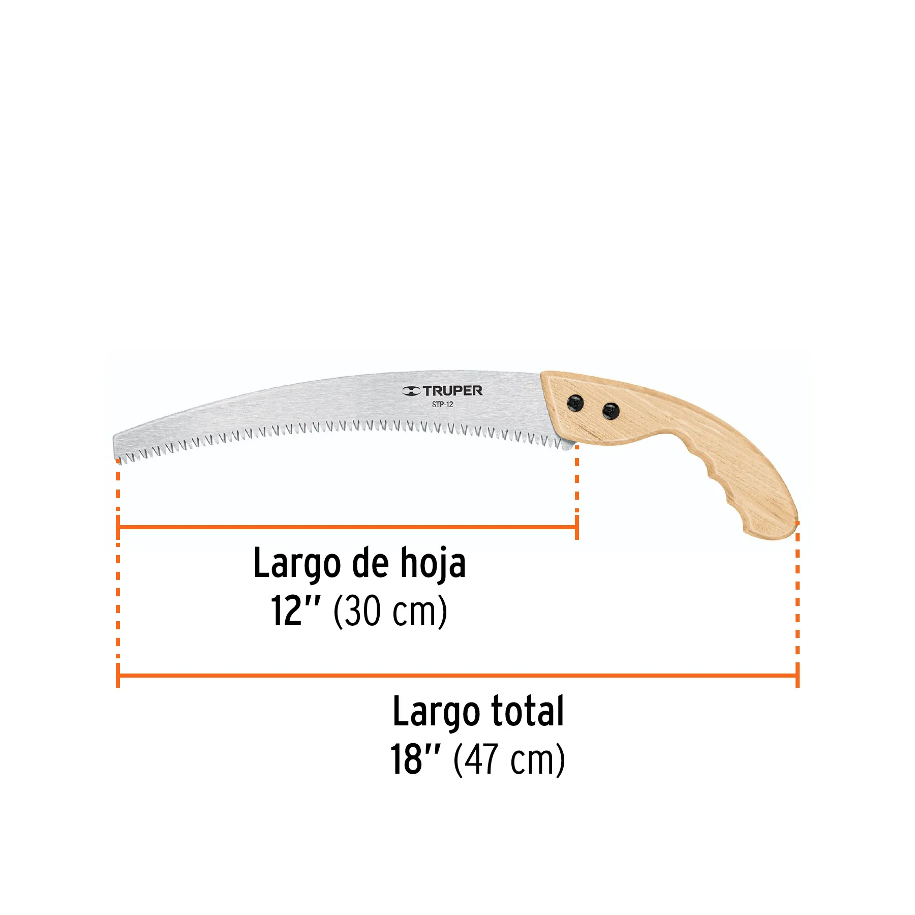 Serrucho de poda 12 " Truper Hoja curva Mango de madera