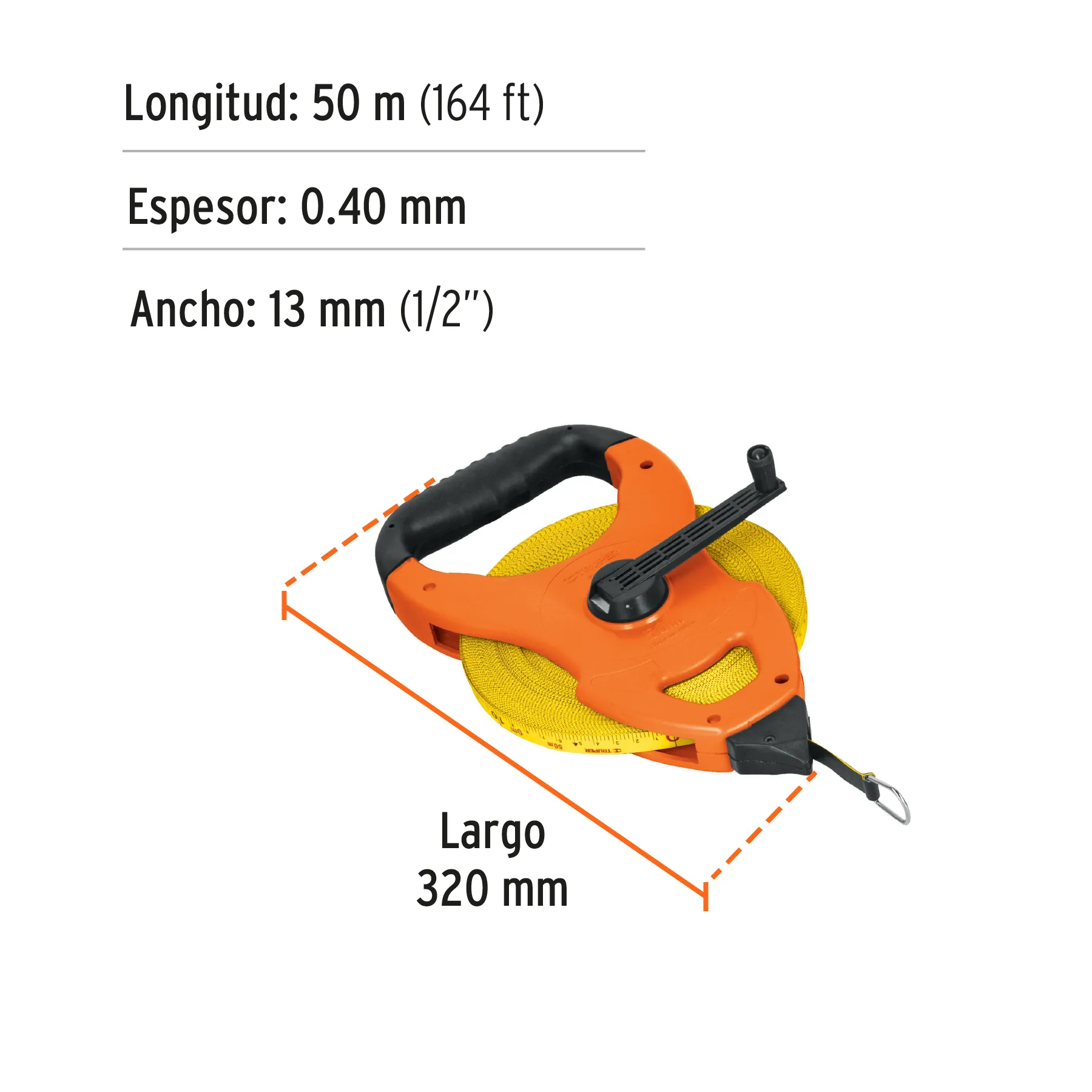 Cintas largas (50 m) Truper De Fibra de vidrio ,tipo cruceta