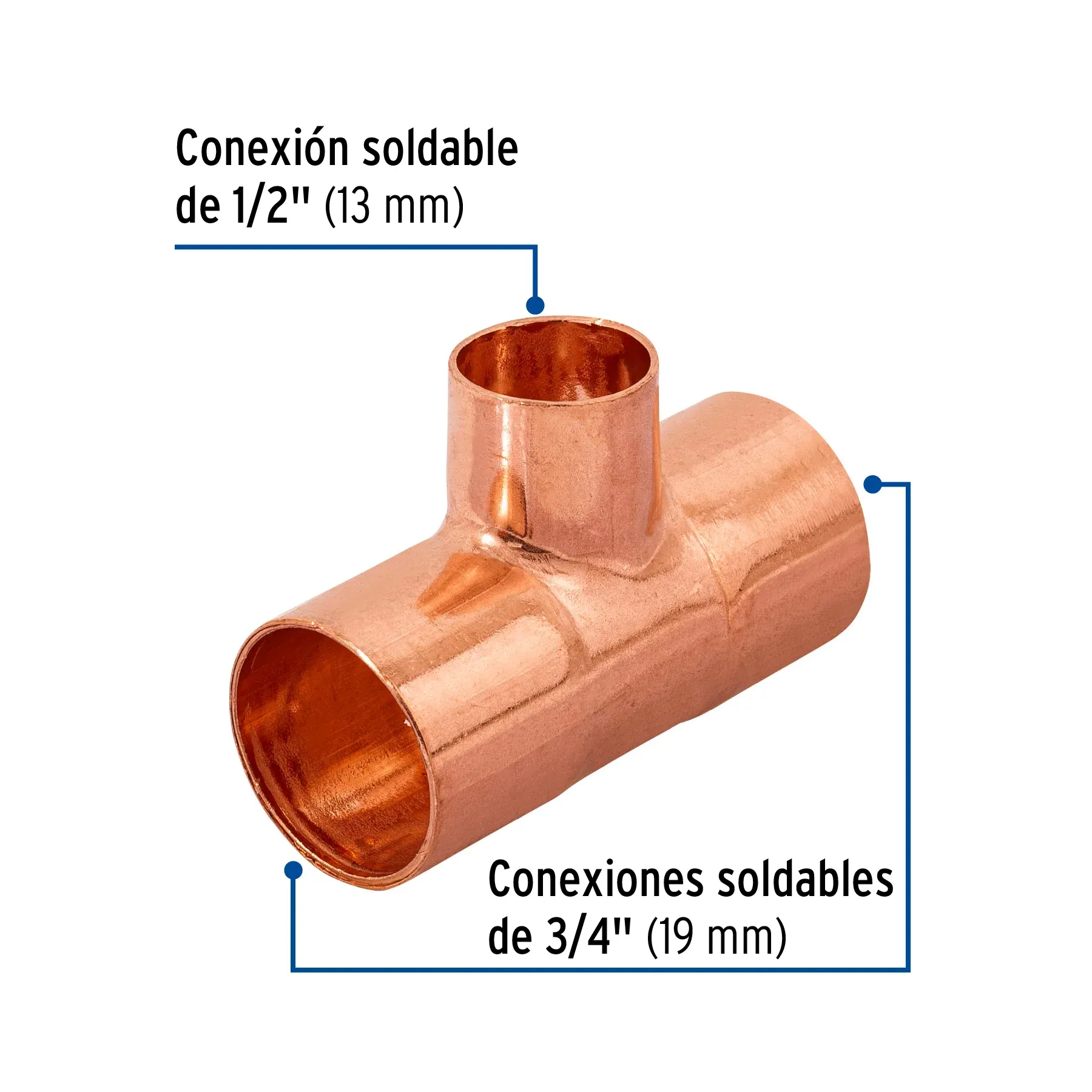 Tee reducida cobre