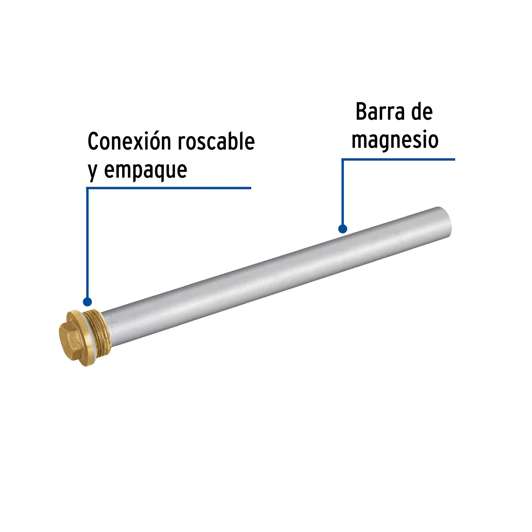 Ánodo de magnesio para calentador solar Foset 3/4 "