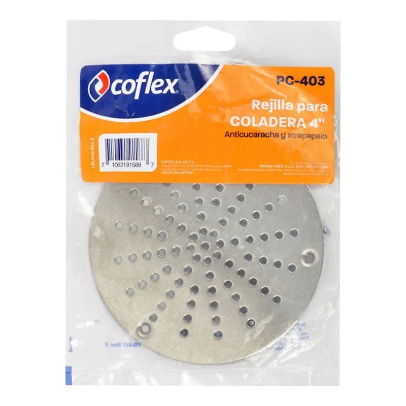 Rejilla para coladera Coflex Anti-cucaracha y atrapapelo Acero inoxidable