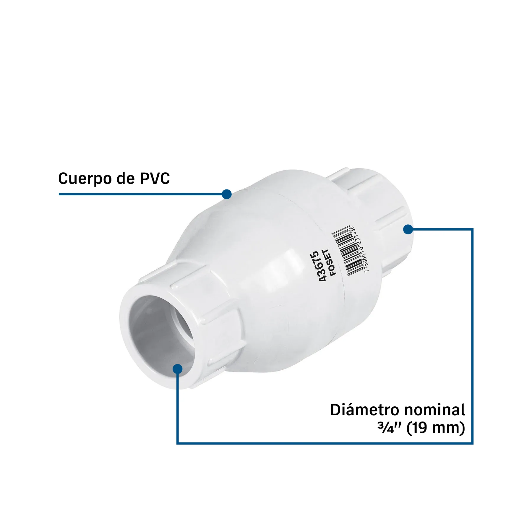 Válvula check Cementable Foset PVC 3/4 "