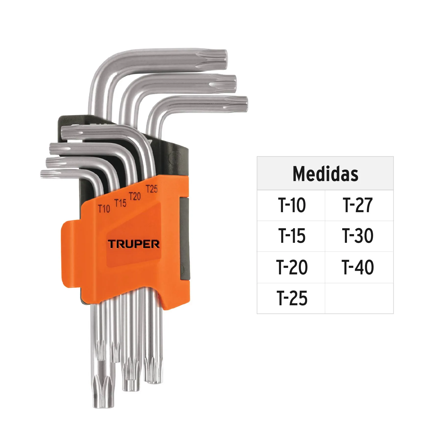 Llaves torx 7 piezas Truper Organizador abatible Cortas