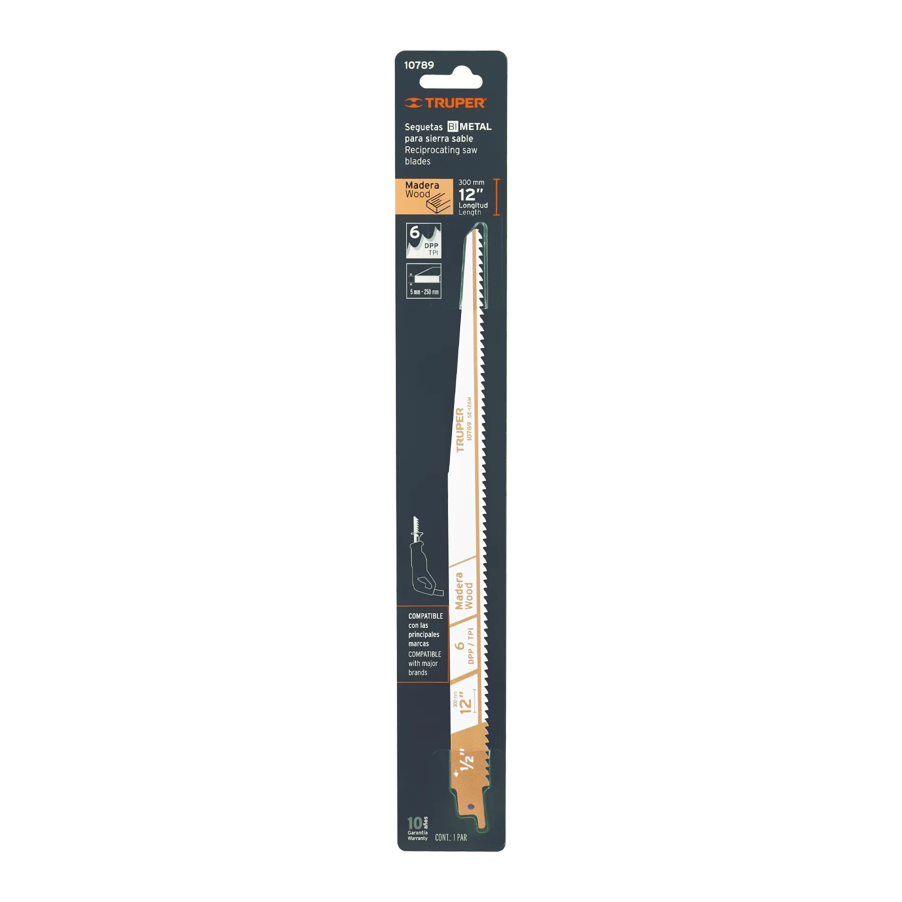Segueta para sierra sable SE-126M 12 " Truper Blister ( 2 pz ) Para madera