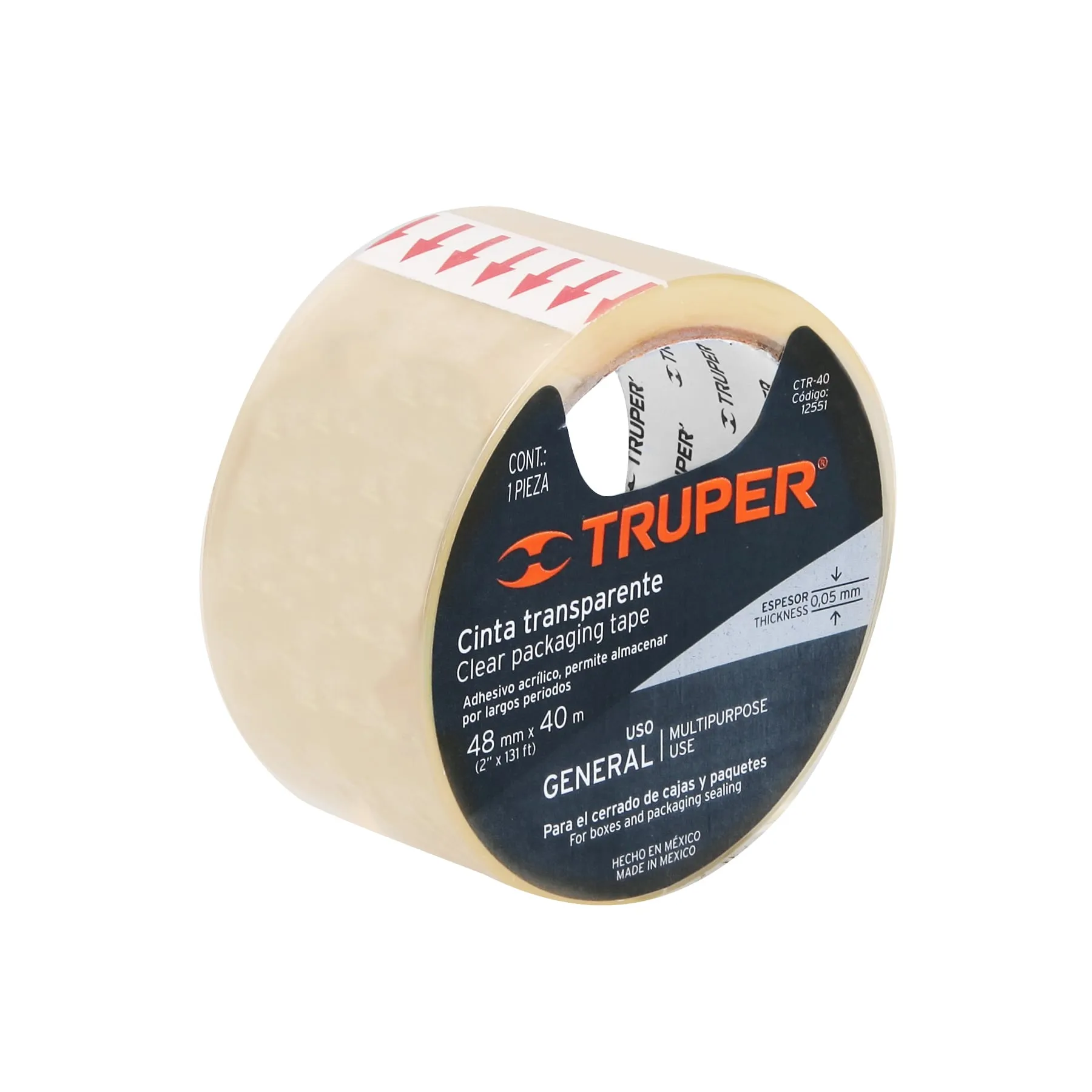 Cinta de empaque Transparente 40 m Truper