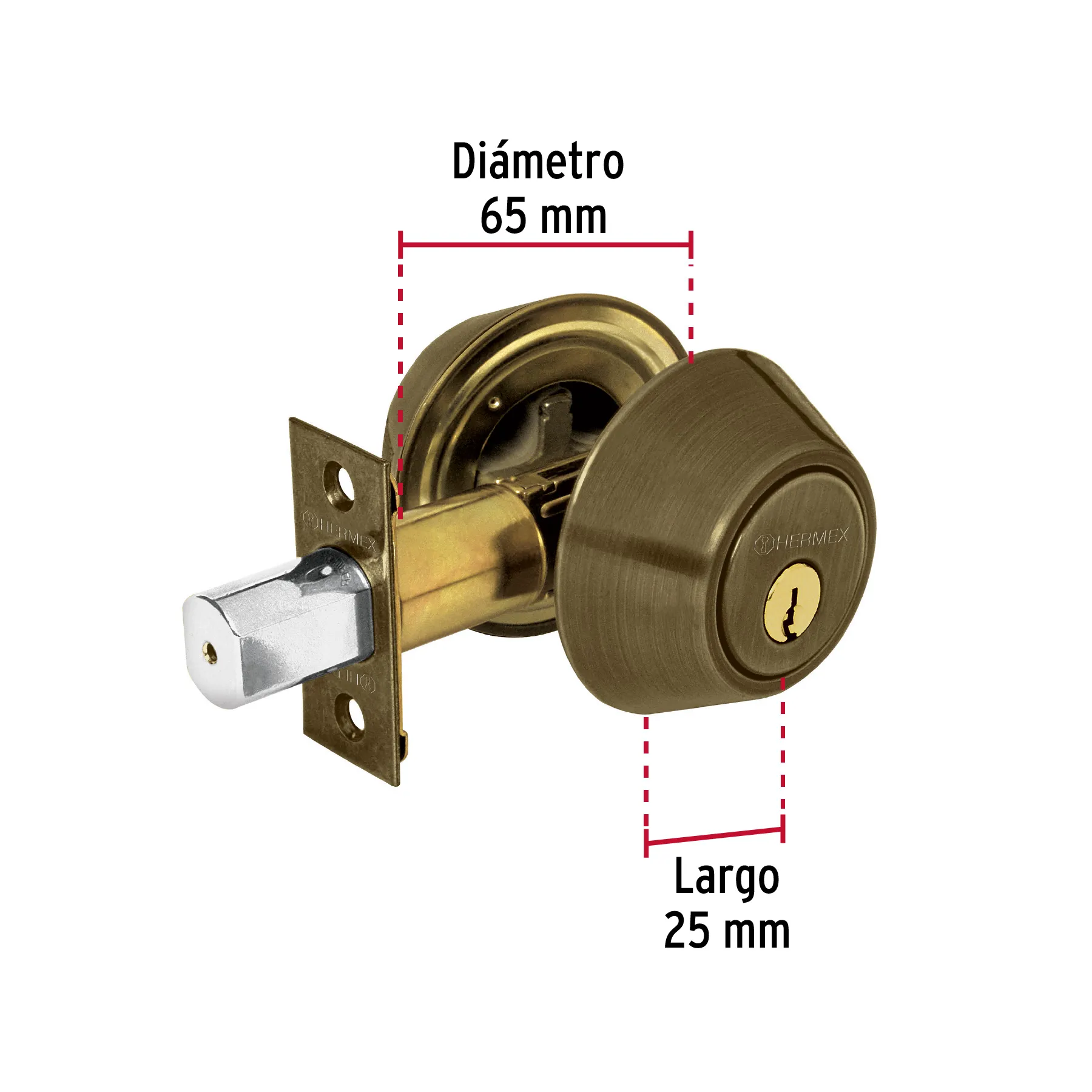 Cerradura de cerrojo Laton antiguo Hermex (Basic)