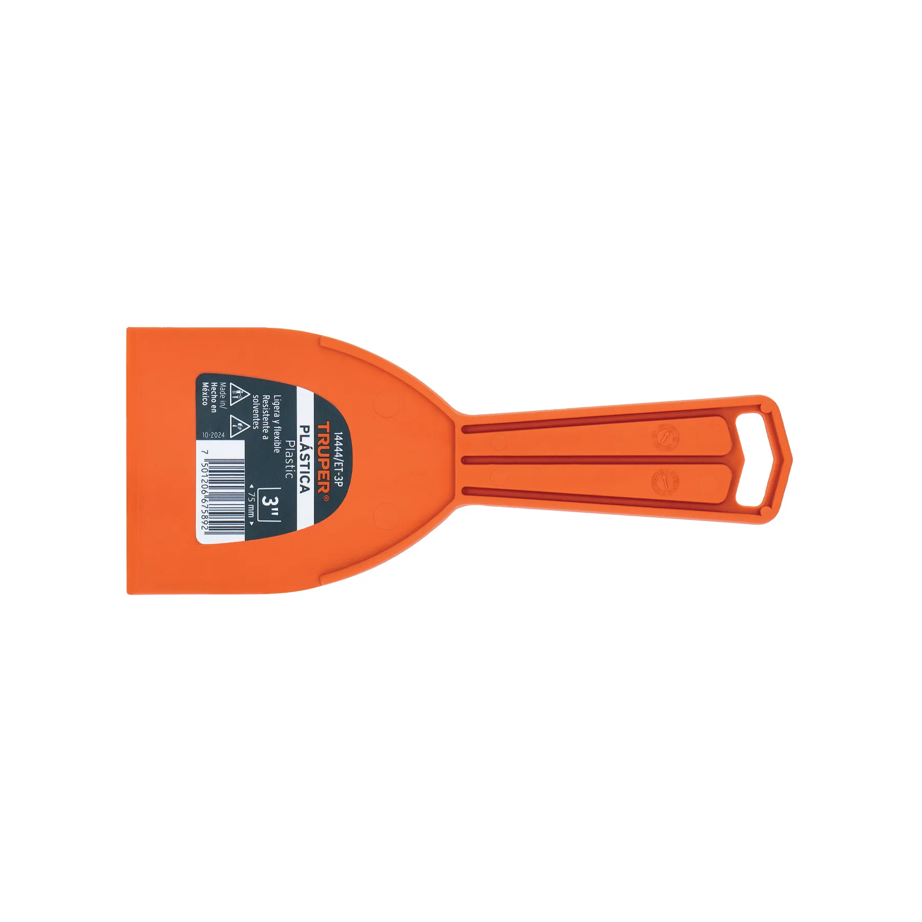 Espatula 3 " Corte recto Truper Hoja plastica Mango plastico Flexible