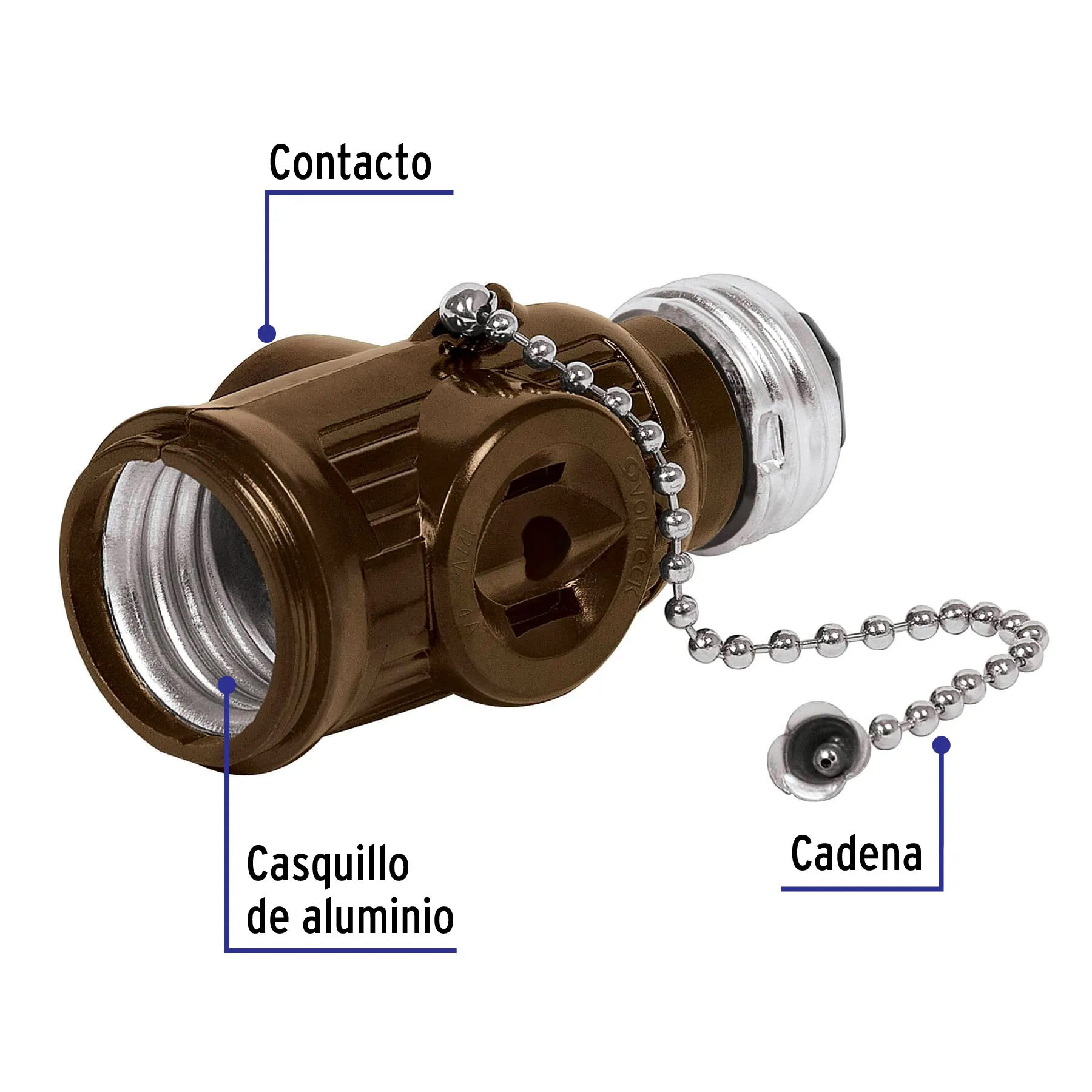 Portalampara de baquelita Con cadena Volteck Doble contacto