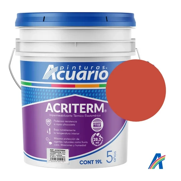 Impermeabilizante Rojo 19 L 5 Años Acuario Acriterm