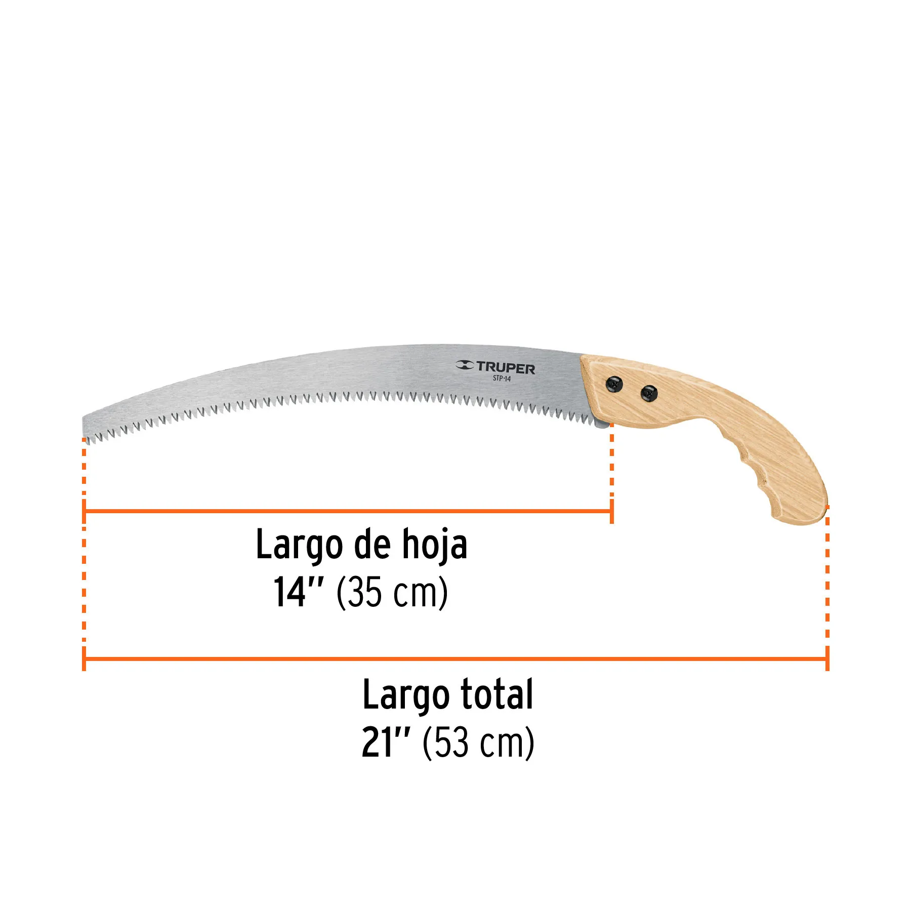 Serrucho de poda 14 " Truper Hoja curva Mango de madera