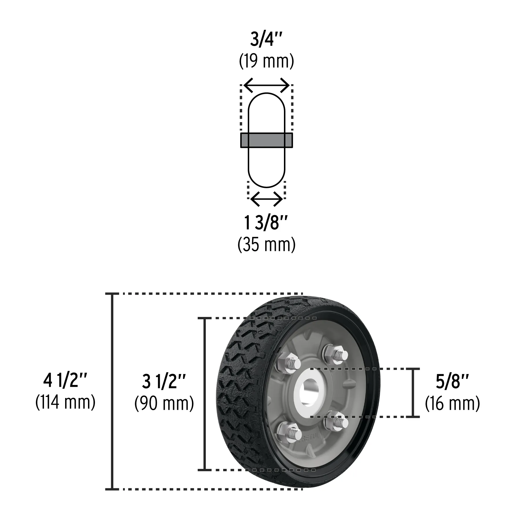 Rueda para diablo 4-1/2 " Pretul 1 balero