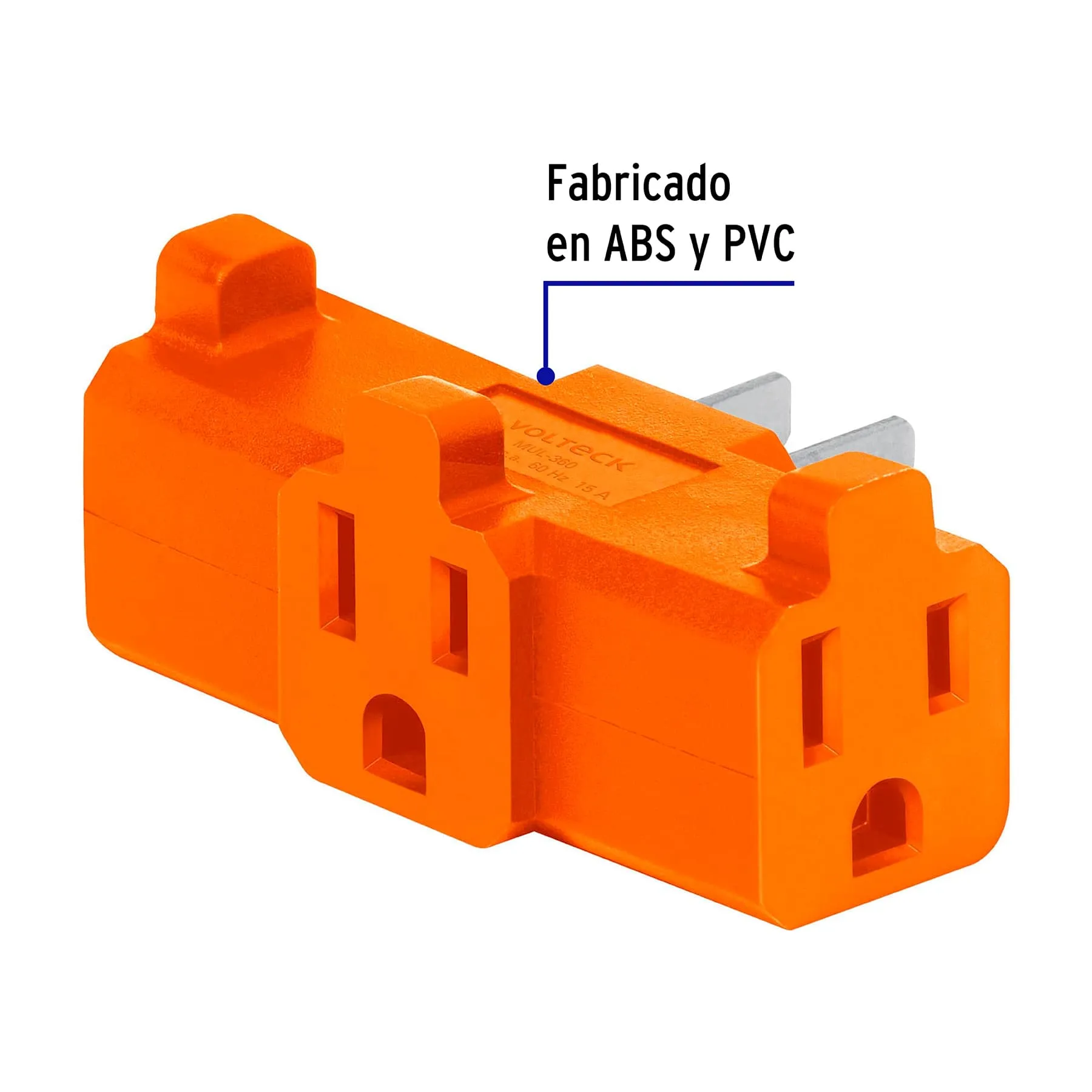 Multicontacto triple Tipo T Volteck Reforzado naranja