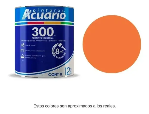 Pintura de esmalte Naranja acuario 1 L (1000 ml) Acuario 300