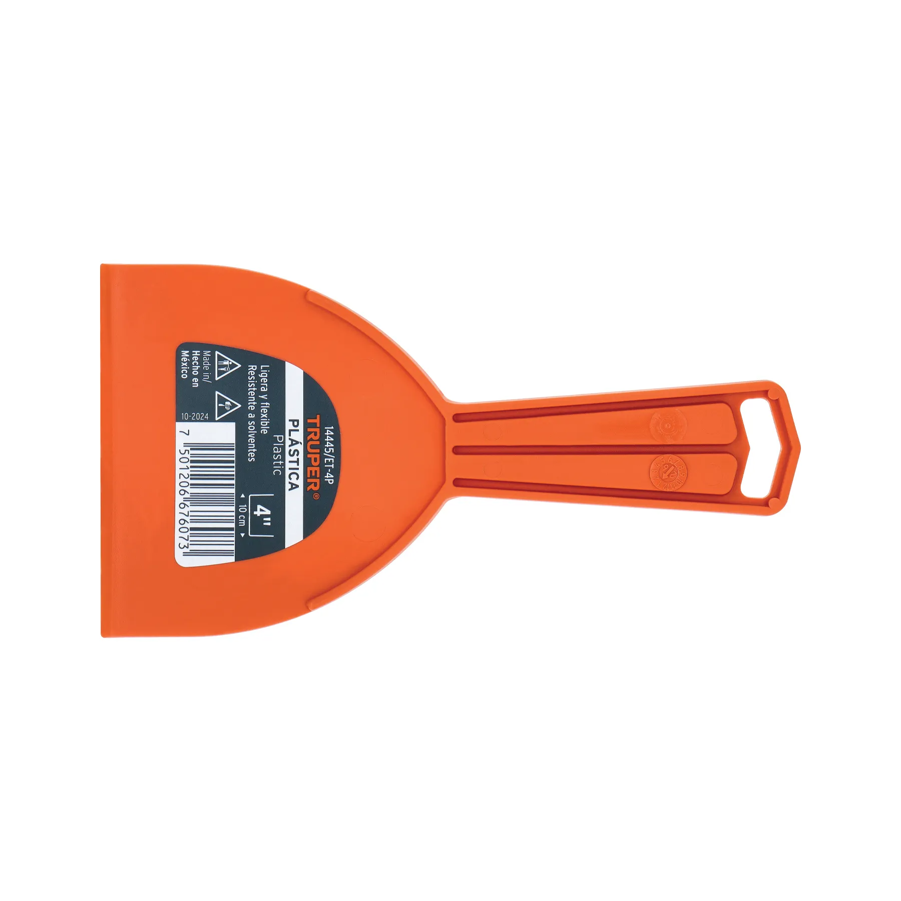 Espatula 4 " Corte recto Truper Hoja plastica Mango plastico Flexible